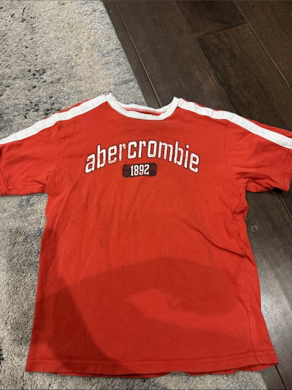 Abercrombie & Fitch Red Short Sleeve Tee with White Trim